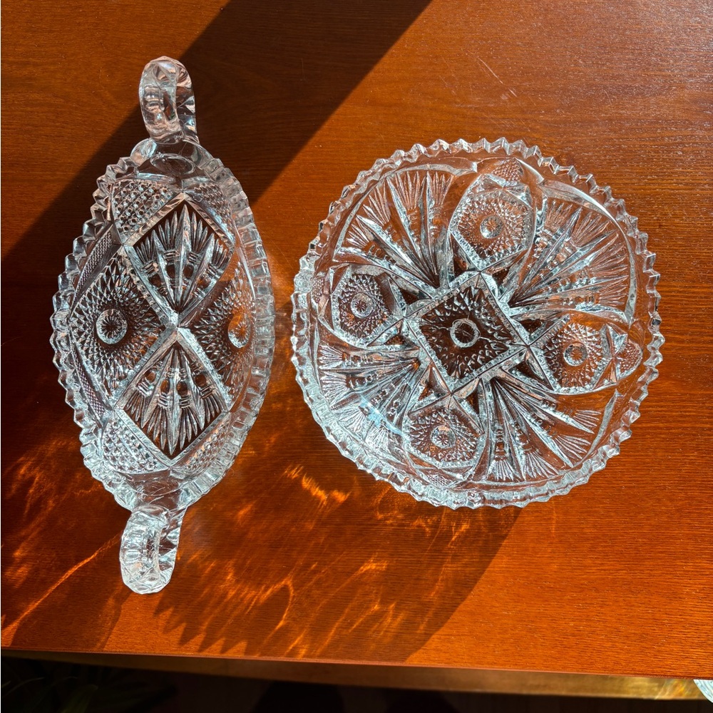 Imperial Glass Nucut candy/nut/pickle/relish dish ABP Pressed Glass Antique